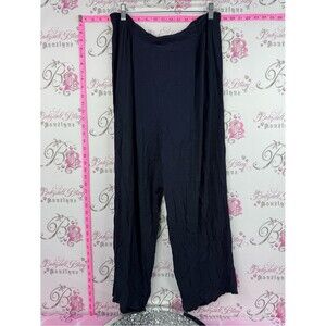 Jeremy Scott pants flowy navy blue Black Wide-Leg Crinkled Pants